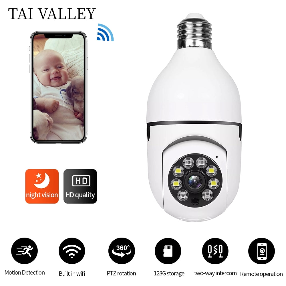 TAI VALLEY 1080P HD WIFI Security Surveillance Camera Bulb Smart Camera Voice Night Vision