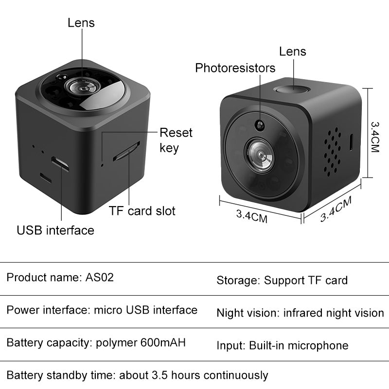 TAI VALLEY WIFI 1080P Micro Mini Camera Support TF Card AS02