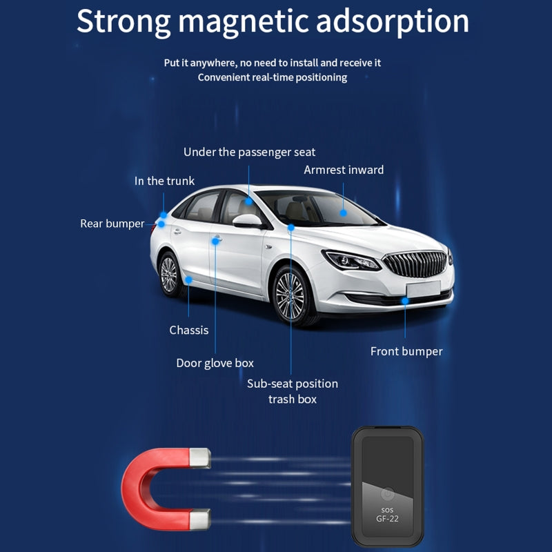 TAI VALLEY Car Map Navigation Locator Car Strong Magnetic GPS Free Installation Search and Rescue Device Anti-theft Alarm GF22