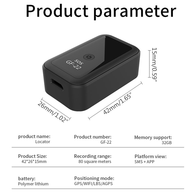 TAI VALLEY Car Map Navigation Locator Car Strong Magnetic GPS Free Installation Search and Rescue Device Anti-theft Alarm GF22