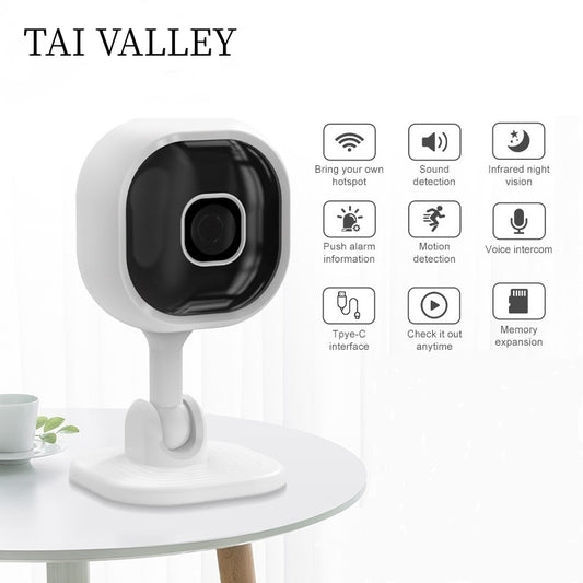TAI VALLEY 1080P HD WIFI Home Mini Caretaker Smart Camera White Security Camera Night Vision Intercom Function A3